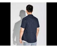 Mens short-sleeves small stripe fitted form 100% cotton shirts - Image 3
