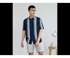 Men's   short-sleeves striped regular form SHIRTS 100% Rayon Routine brand (Model: 10S20SHS011) - Image 1