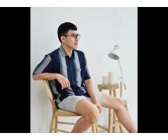 Men's   short-sleeves striped regular form SHIRTS 100% Rayon Routine brand (Model: 10S20SHS011) - Image 2