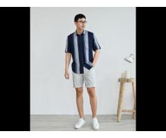 Men's   short-sleeves striped regular form SHIRTS 100% Rayon Routine brand (Model: 10S20SHS011) - Image 3