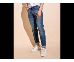Men's BEST ITEM plain slim form dark blue JEANS Pants Routine brand (Model: 10S20DPA047) - Image 3