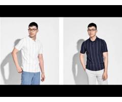 Mens vertical stripe short-sleeve polo shirts Routine brand (Model number: 10S20POL005) - Image 3