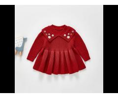 Baby Girl Embroidery Sweater Winter Knitted Skirt Baby Warm Rib Dress Princess Sweater