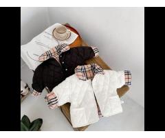 Baby Cotton Padded Jacket Long Sleeves Coat Rhomboid Outerwear Newborn Reversible