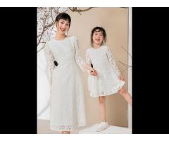 Long Sleeve Dress Party Wholesale Price from Factory Mommy and Me Lace Family Matching
