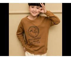 Boys Kids T-shirt Boys Clothing Long Sleeve Custom Kids T Shirt Brown Cotton Children's