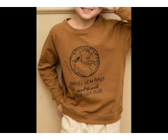 Boys Kids T-shirt Boys Clothing Long Sleeve Custom Kids T Shirt Brown Cotton Children's - Image 3