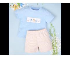 Ocean creature boy short set OEM ODM customized hand made embroidery