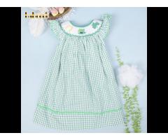 Lovely St Patrick smocked baby dress OEM ODM customized hand made embroidery