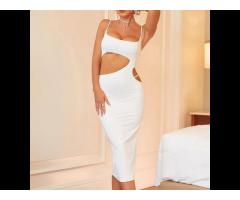 2022 European And American Summer New Hollow Backless Square Neck Suspender Skirt Sexy Dress