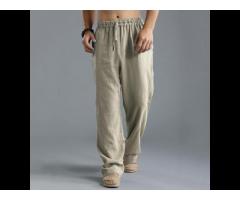 2022 European And American Men'S Elastic Waist Breathable Linen Loose Casual Sports Trousers - Image 4