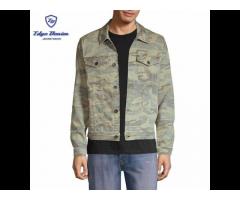 Fashion long sleeve men laser army printing washed denim jacket for men