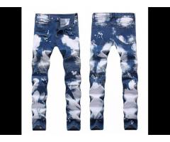 FREE Shipping Fashion Hip Hop Patch Men Retro Jeans Knee Rap Hole Zipped Biker Jeans