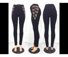 Wholesale elastic waist women black stretch pants denim for women