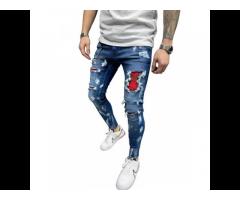 New Arrival Mens Biker Jeans in Bulk Trousers Latest Ripped Skinny White Patched Denim Jeans