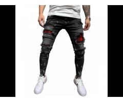 New Arrival Mens Biker Jeans in Bulk Trousers Latest Ripped Skinny White Patched Denim Jeans - Image 3