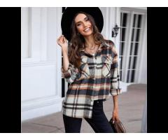2021 Trendy Jackets For Women Button Down Long Sleeve Shirts Plaid Jacket