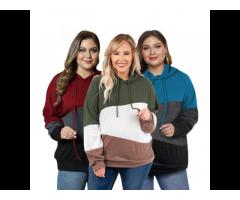 2021 High Quality Fashion Female Causal Life Sweatshirt Break Color Block Plus Size Plus - Image 3