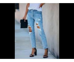 2022 OEM ripped Jeans Tall Women's 2022 Jean Trousers Ins Fashion Patterned Straight - Image 3