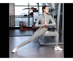 FREE SAMPLE Women Textured Workout Sets Long Sleeve Zipper Crop Top with High Waist - Image 3