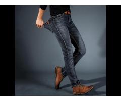 Men's Fashion Straight Jeans Trousers Casual Denim Pants Plus Size