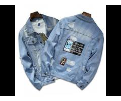 2021 New arrival fashion denim jacket wholesale washed custom blue men denim jean jacket - Image 2