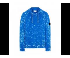 OEM Manufacturer Custom Logo Pure Cotton Knit Acid Stone Washed Hoodie Ultramarine Streetwear