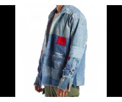 Casual style Wholesale new design style Tassels Blue 100% Cotton Denim Jean Jackets For Men. - Image 3