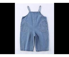 Fashion Kids Clothing Casual Loose  Pants Little Girls Denim Jeans Overalls Jumpsuit for Girls
