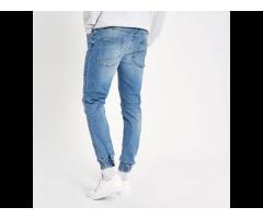2021 Spring Custom Fashion Denim Street Wear Light Blue Slim Fit Jogger Pants Men Jeans - Image 2