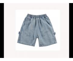2021 Custom Street Style Casual Loose Children Elastic Waist Cargo Denim Short Pants Kids - Image 3