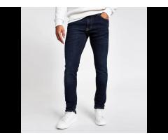 2021 Spring Custom Mid Waist Good Quality Dark Blue Straight Slim Skinny Stretchy Men Jeans