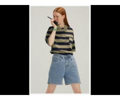 2021 Custom Summer Fashion High Waist Straight Loose Lady Women Denim Jeans Shorts Wholesale - Image 2
