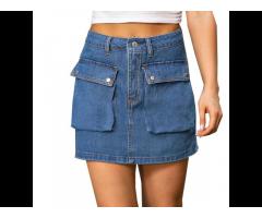Custom High Waist Vintage Cargo Syle A-line Lady Denim Dress Slim Women Jeans Shorts Wholesale