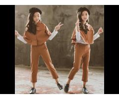 KS8470 Wholesale kids girls clothing sets knitted fall outfit girls two piece set