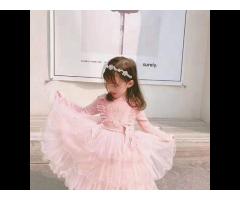 KS1872 Fancy swan design kids knit dress nice stitching princess dress girls - Image 2