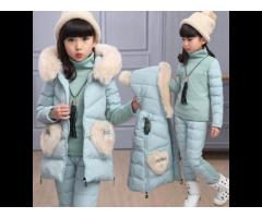 KS8343 Wholesale winter kids girls thick coats windproof jacket with Fur pocket