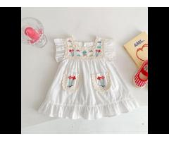 2022 summer new baby girl sweet lace flying sleeve dress girls fashion cotton sleeveless