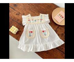 2022 summer new baby girl sweet lace flying sleeve dress girls fashion cotton sleeveless - Image 2