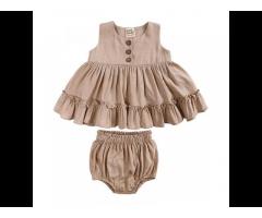 Girls dress 2022 new summer cotton and linen girl baby vest ruffled petticoat princess