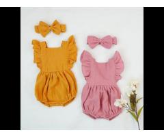 Infant Summer Baby Girl Jumpsuits Clothes Sleeveless Jumpsuit Baby Bodysuit + Headband