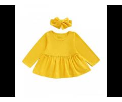 Kids Wholesale New Fashion T Shirt Children Girls Tops Long Sleeve Casual Cotton with Headband