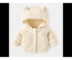 Baby Warm Winter Plush Soft Hand Touch Unisex Solid Color Outwear with Cute Bear Ears - Image 2