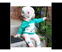 Baby Girls Long Sleeve Flowers Hoodie Top and Pants Outfit with Kangroo Pocket