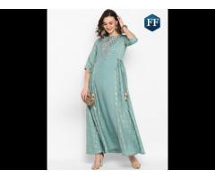 New anarkali beautiful Gown Kurti rayon material casual wear indian pakistani clothing - Image 2