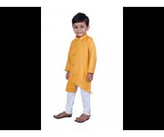 Islamic pure cotton side pattern kids kurta pajama set newest omani style eid clothes - Image 1