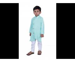Islamic pure cotton side pattern kids kurta pajama set newest omani style eid clothes - Image 3