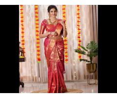 south Indian style bridal saree very beautiful hot product silk sari in Rich Minakari - Image 1