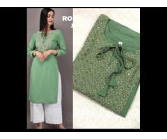 Hot and Latest Kurta Palazzo set of Rayon fabric with embroidery work for women