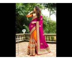 Georgette embroidery work heavy saree with pallu for wedding and special occasion